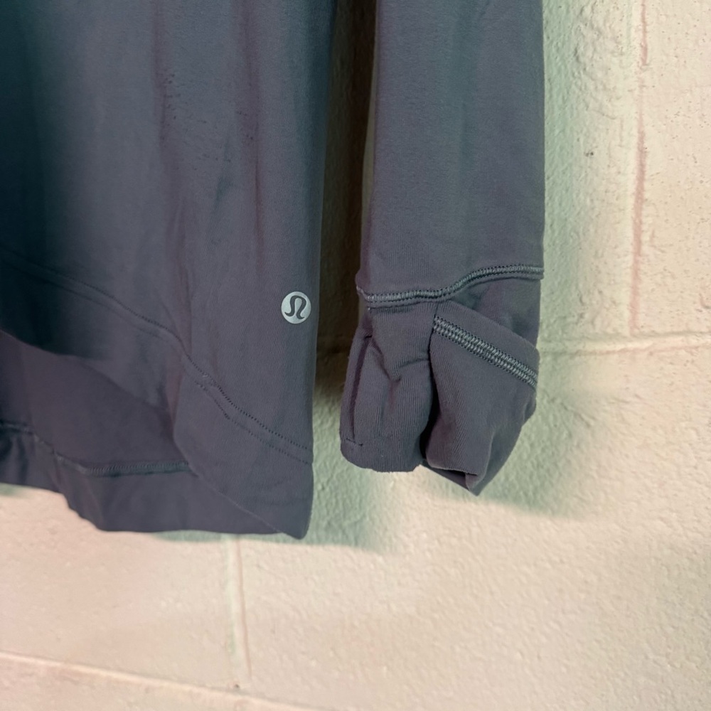 Lululemon Warm Stabilizer 1/2 Zip Hoodie Women's Sz 8 Gray Hooded Thumbholes - Picture 8 of 8